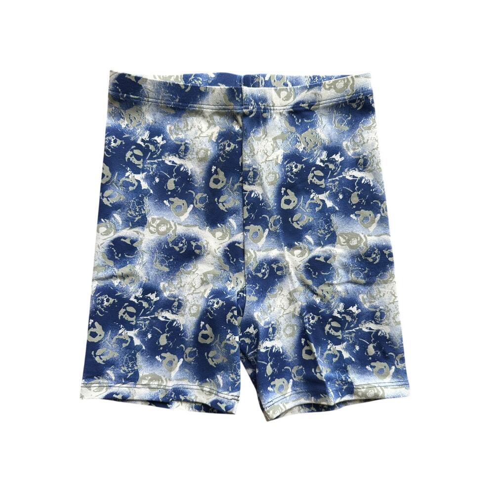 Vintage 80s 90s Marika Blue Abstract Tie Dye Bike Shorts High Waist CoolMax M